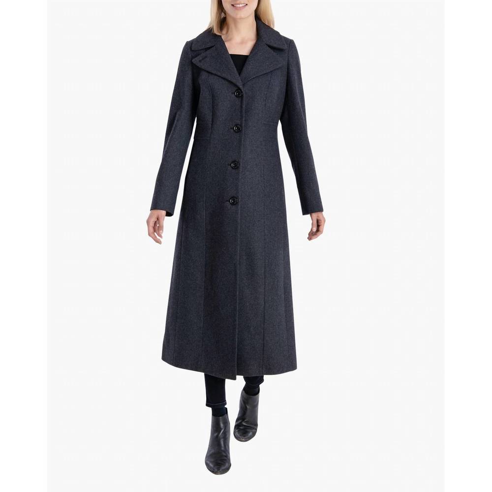 NEW LONDON FOG single breasted maxi peacoat in charcoal